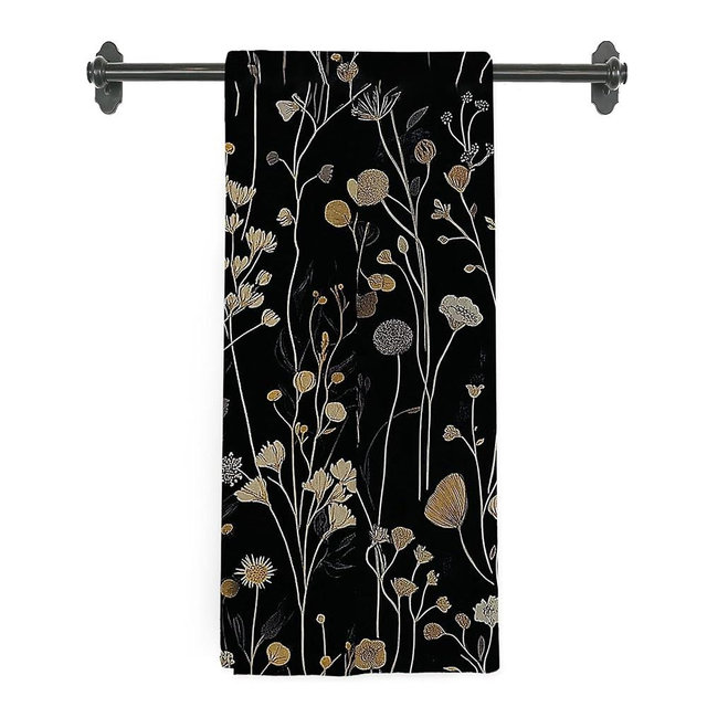 nvucamd Dark Moody Floral Hand Towels for Bathroom, Vintage Flower Plant Kitchen Towels, Moody Aesthetic Cottagecore Floral Botanical Dish Tea Towel for Kitchen Decor, 16x24 Inch
