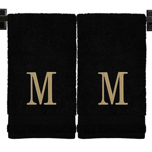 Monogrammed Hand Towels - Set of 2 - Genuine Turkish Hand Towels - Choose Any Letter - Choose Towel and Thread Color - Embroidered Modern Monogram - Personalized Towels - Monogrammed Towels