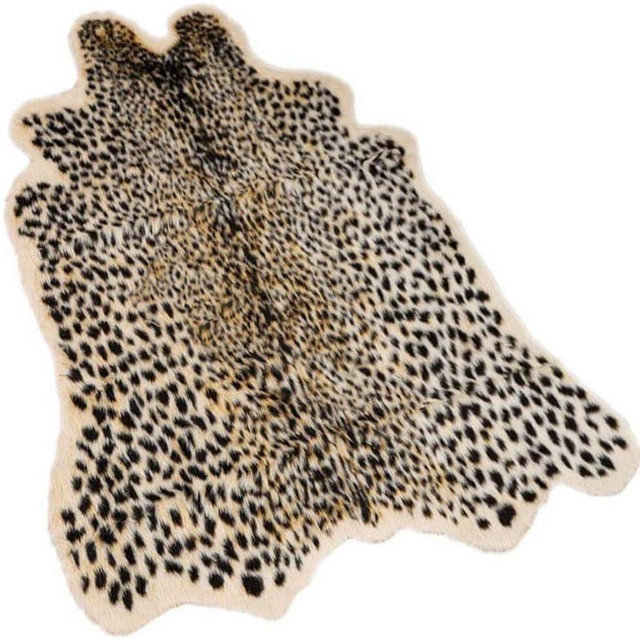 Asuprui Faux Cheetah Rug Animal Rug Leopard Print Faux Cowhide Area Rug Animal Print Cow Hide Rug for Kids Room 35 Width x 43 Length Inches