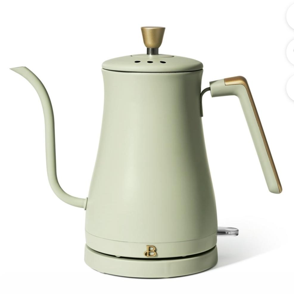 Beautiful 1-Liter Electric Gooseneck Kettle 1200 W, Sage Green by Drew Barrymore