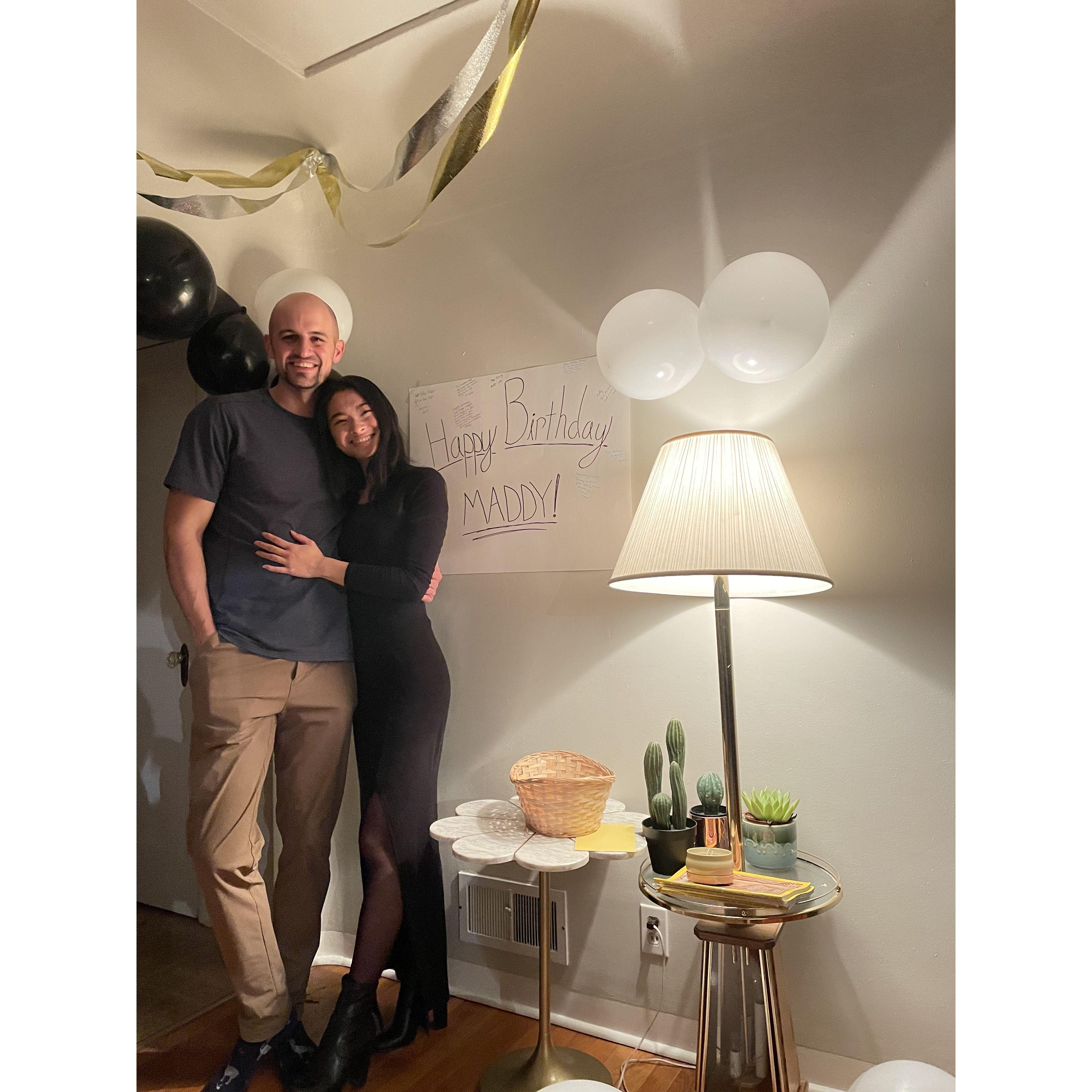 Despite Matt's unwavering honesty, he is suspiciously good at throwing birthday surprises. He proved this by throwing this elaborate surprise party for Maddy's bday the first year we were together.