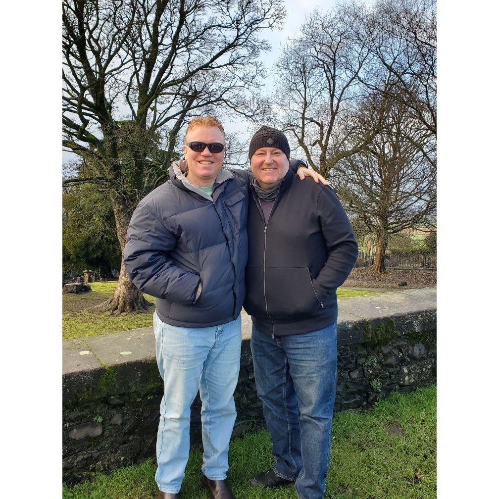 Alan and Michael (AKA Pickle) in Scotland.