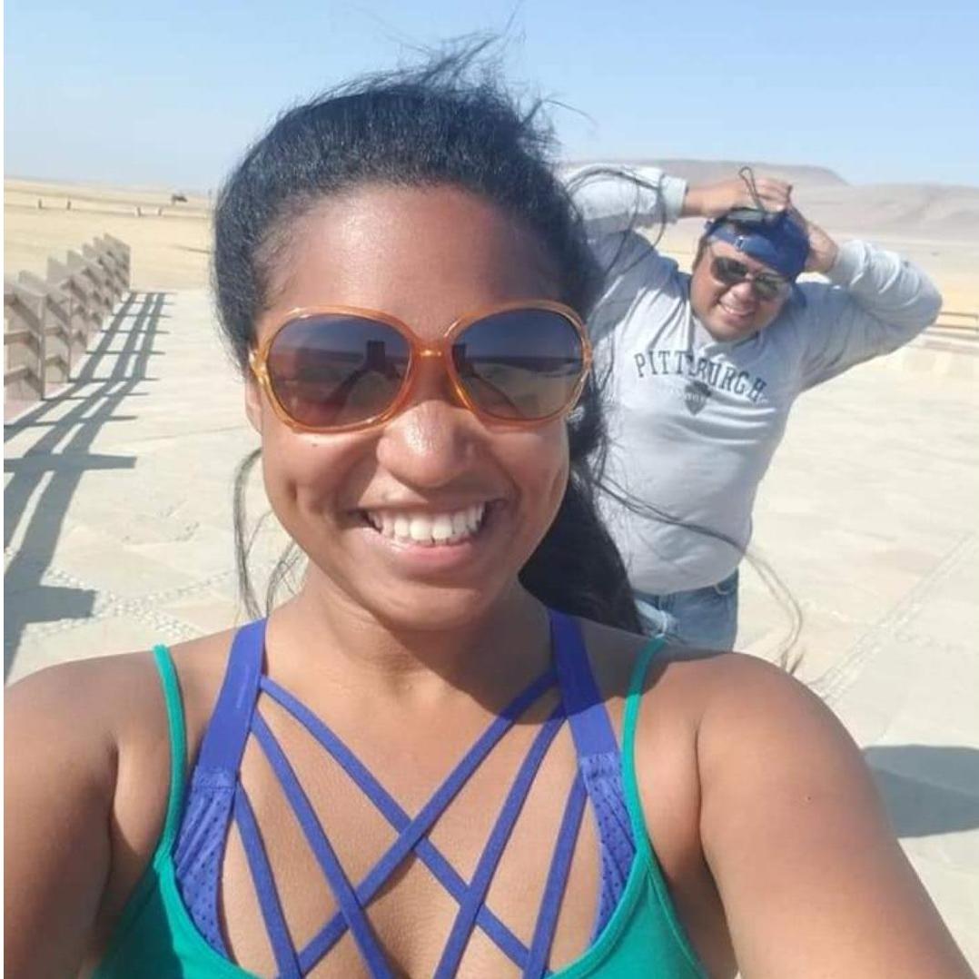 He has always been blown away by my awesomeness... lol. 
On the desert cliffs of Peru.