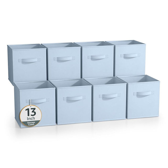 Sorbus 13 Inch Storage Bins - Sturdy Collapsible Fabric Storage Cubes with Handle - 8 Foldable Baskets for Organizing Clothes, Toys, Books - Storage Baskets for Shelves, Closets
