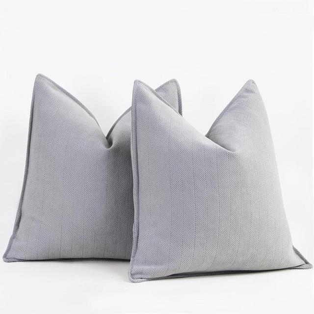 ZWJD Light Gray Pillow Covers 20x20 Set of 2 Chenille Pillow Covers with Elegant Design Soft and Luxurious Decorative Throw Pillows for Couch, Bed, and Home Decor