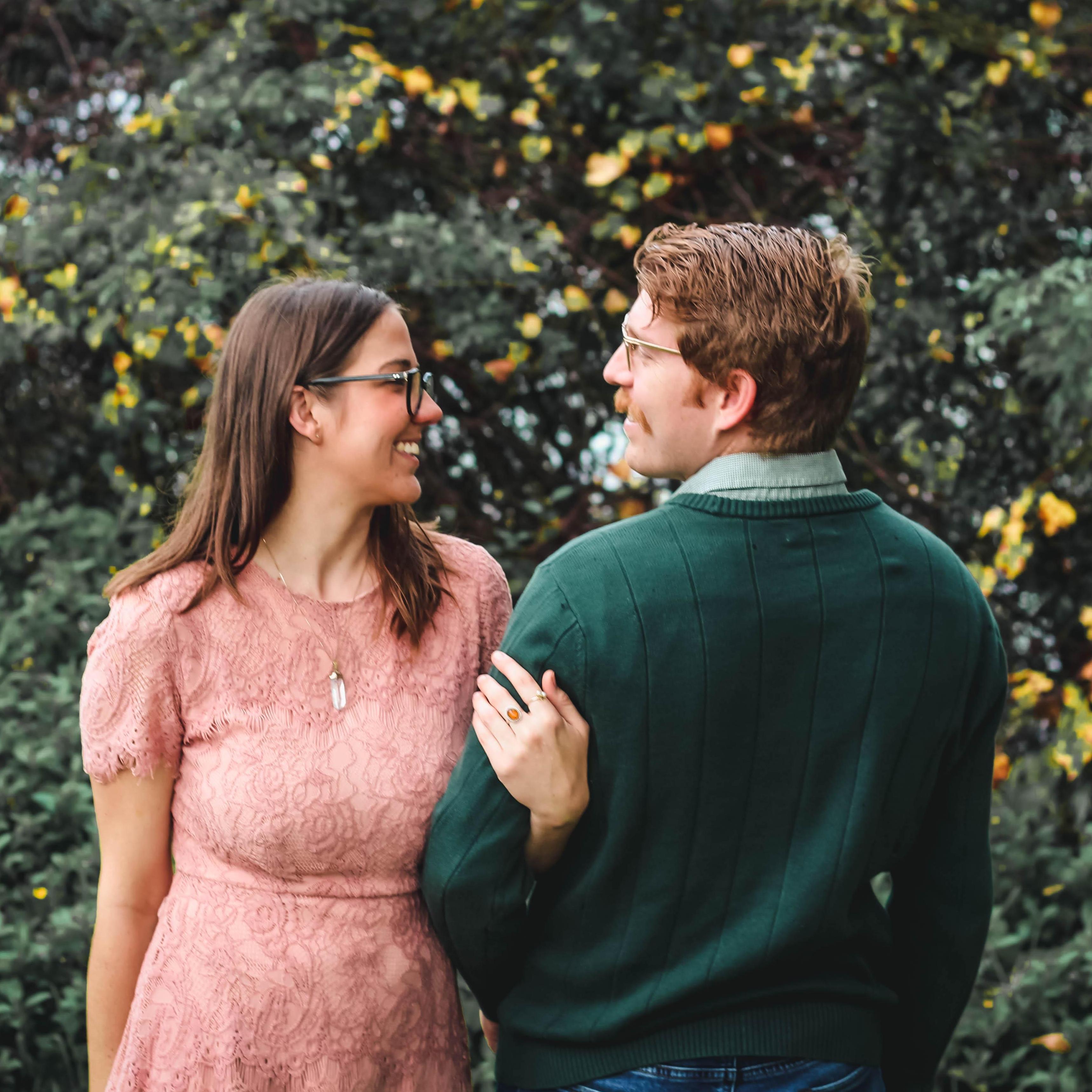A very spontaneous picture of us looking lovingly into each other's eyes.