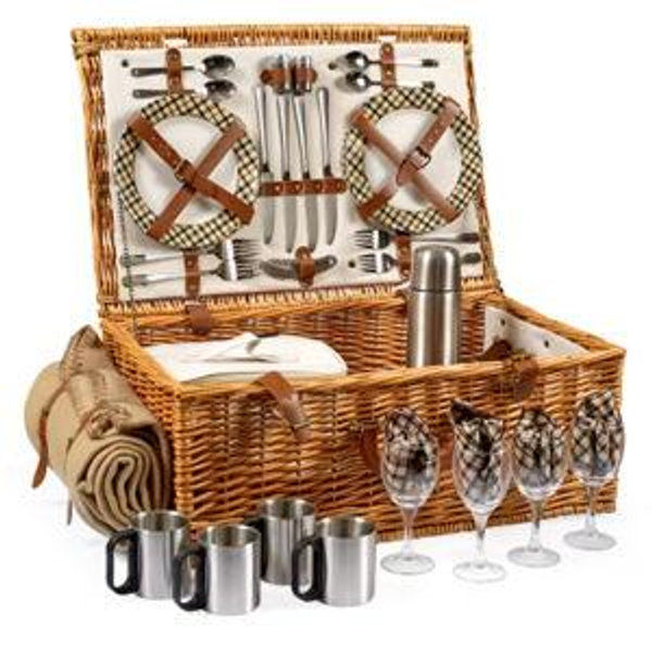 Dorset Picnic Basket for Four with Coffee & Blanket