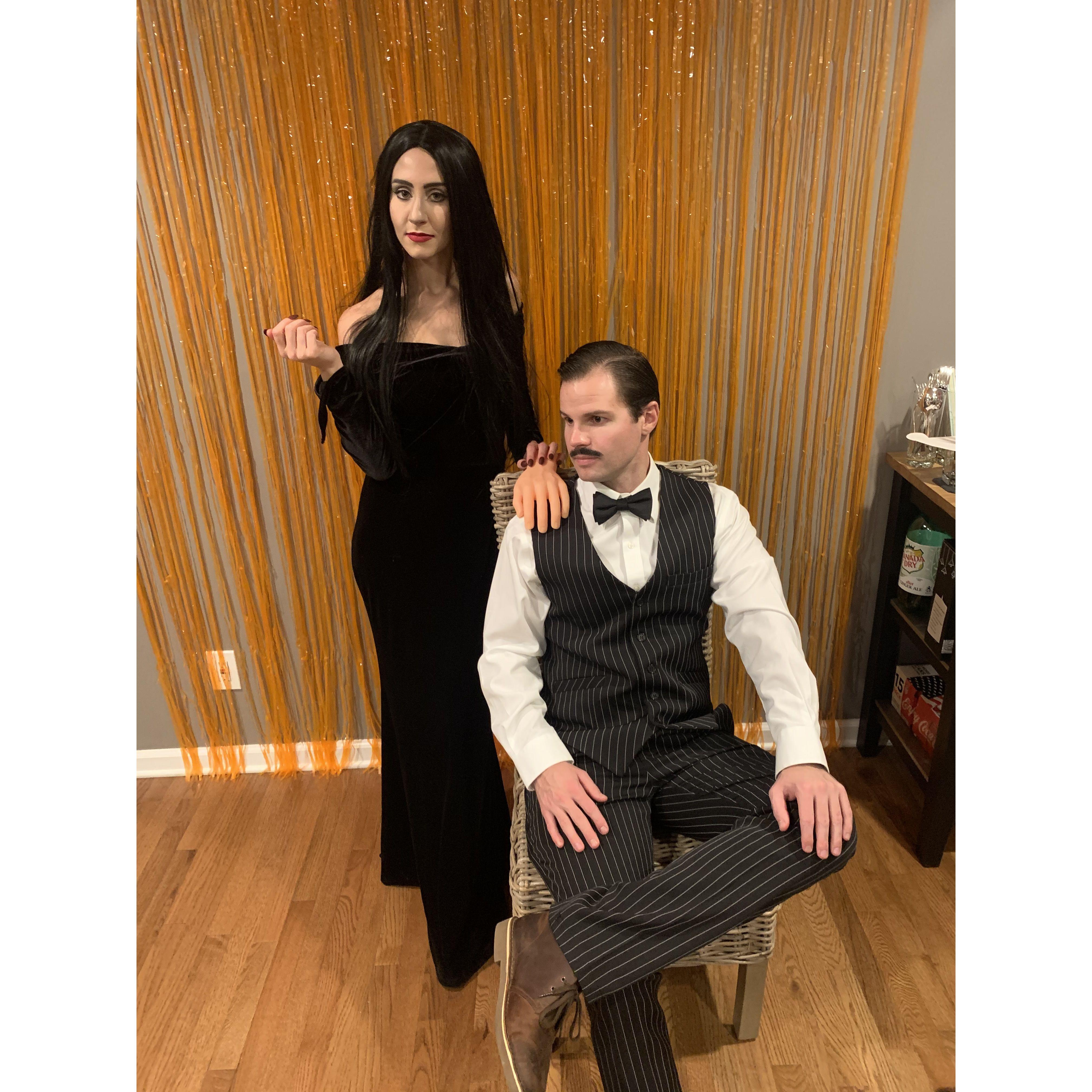 Halloween 2020 as Morticia and Gomez Addams