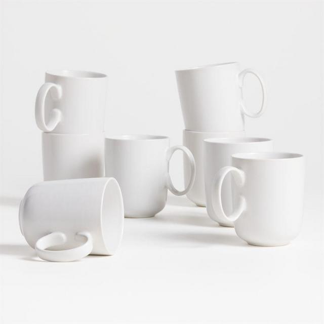 Wren Matte White Mugs, Set of 8