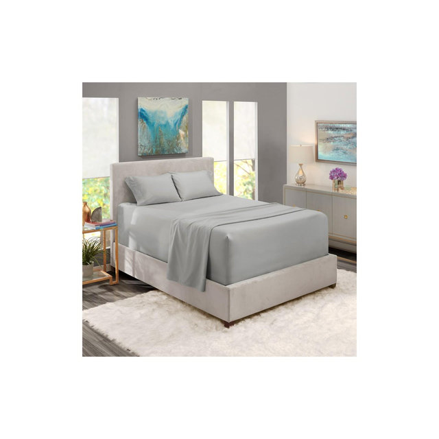 Nestl Extra Deep Pocket 4 Piece Microfiber Bed Sheet Set - California King - Light Grey