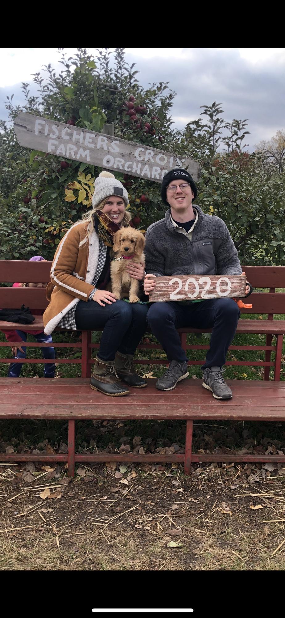 Meet Eden (Left) and Matt (Right) friends to Sam and Jenna. Frida the golden doodle in the middle.