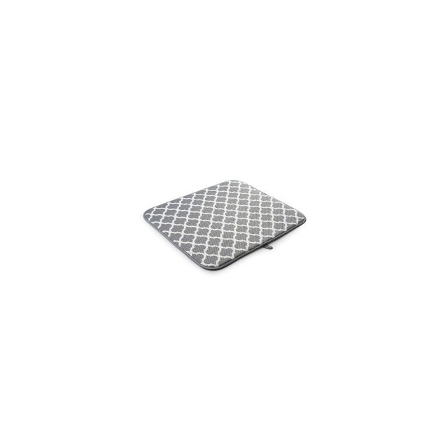 Norpro 16" x 18" Washable Microfiber Dish Drainer Glass Drying Mat Pad - Grey Trellis Pattern 1-pack