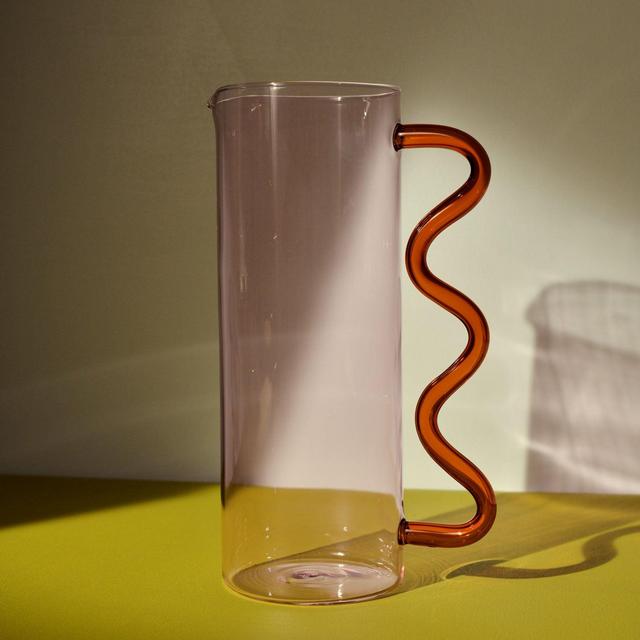 Wave Pitcher Pink w/Amber