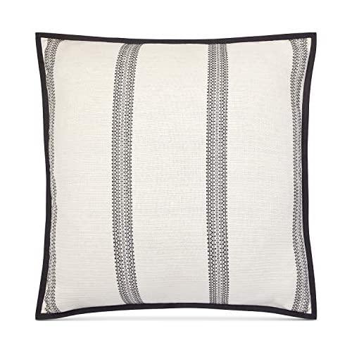 Ralph Lauren Taylor Woven Stripe Euro Sham 100% Cotton Cream and Charcoal