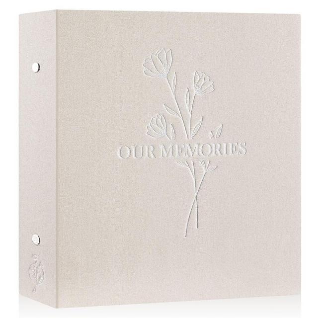 Lanpn Photo Album 4x6 600 Pockets, Large Capacity Linen OUR MEMORIES Hardcover Large Photo Book Photobook that Holds 600 Vertical and horizontal Pictures Beige