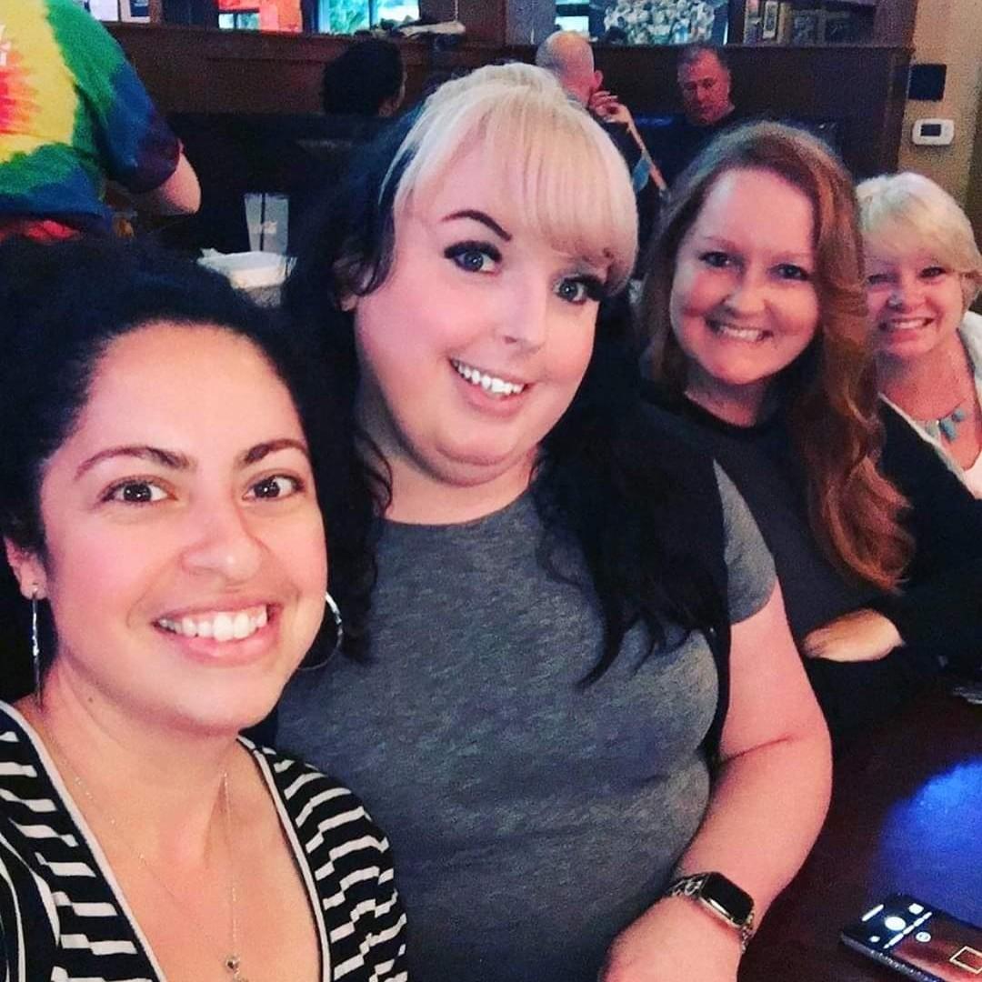 Brides Work Family.  Ann, Marie (Doing Bridesmaid hair and makeup), Lori.