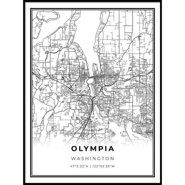 Skanndi Olympia Map Print, Washington Map Art Poster Modern Wall Art, Street Map Artwork 24x36