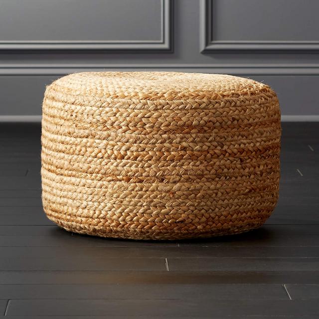 Braided Natural Jute Pouf