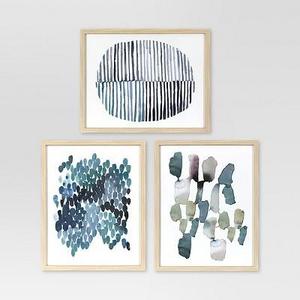 Framed Watercolor Blue Abstracts 16 x 20 3-Pack - Project 62