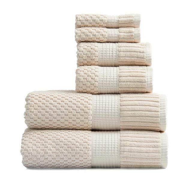 NY Loft 6-Piece Cotton Towel Set - Super Soft & Absorbent, Quick-Dry, Sand Color, OEKO-TEX Certified, Machine Washable