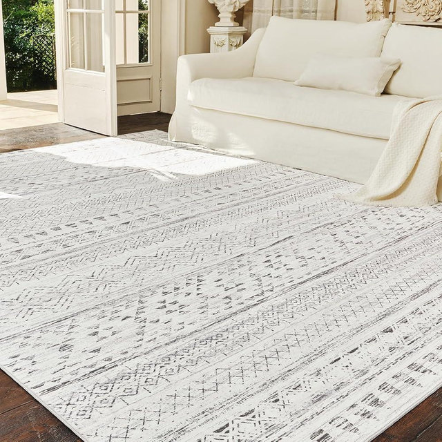 8x10 Area Rugs for Living Room Rugs, Washable Rug Neutral Carpet Soft Boho Rug for Bedroom, Large Area Rug for Play Room Dining Room Rug Indoor Grey
