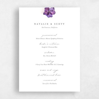 Purple Wedding Program - Spiga