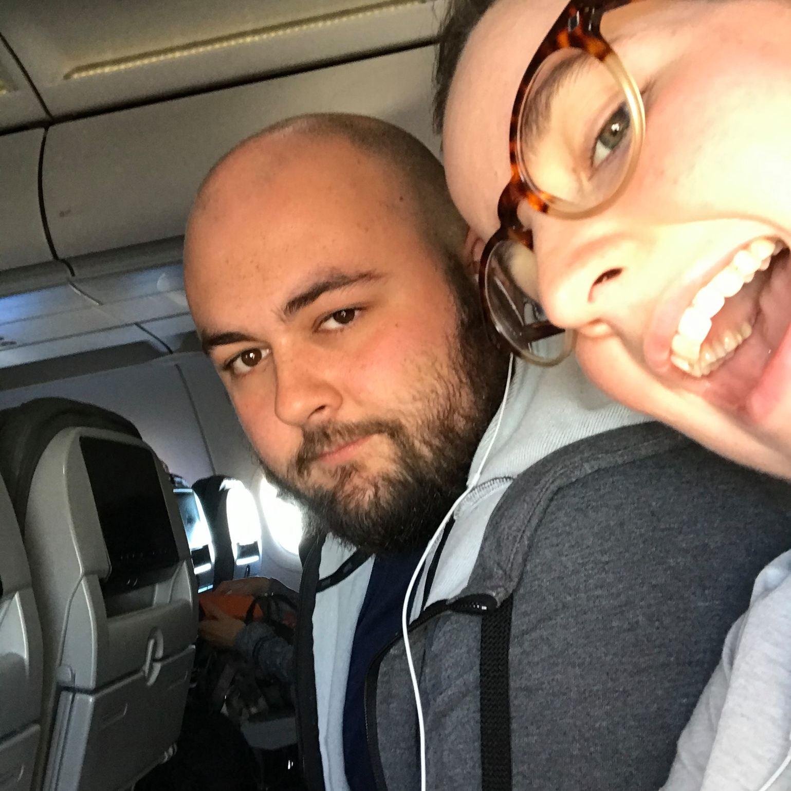 On a plane to one of the many adventures we have been on so far.