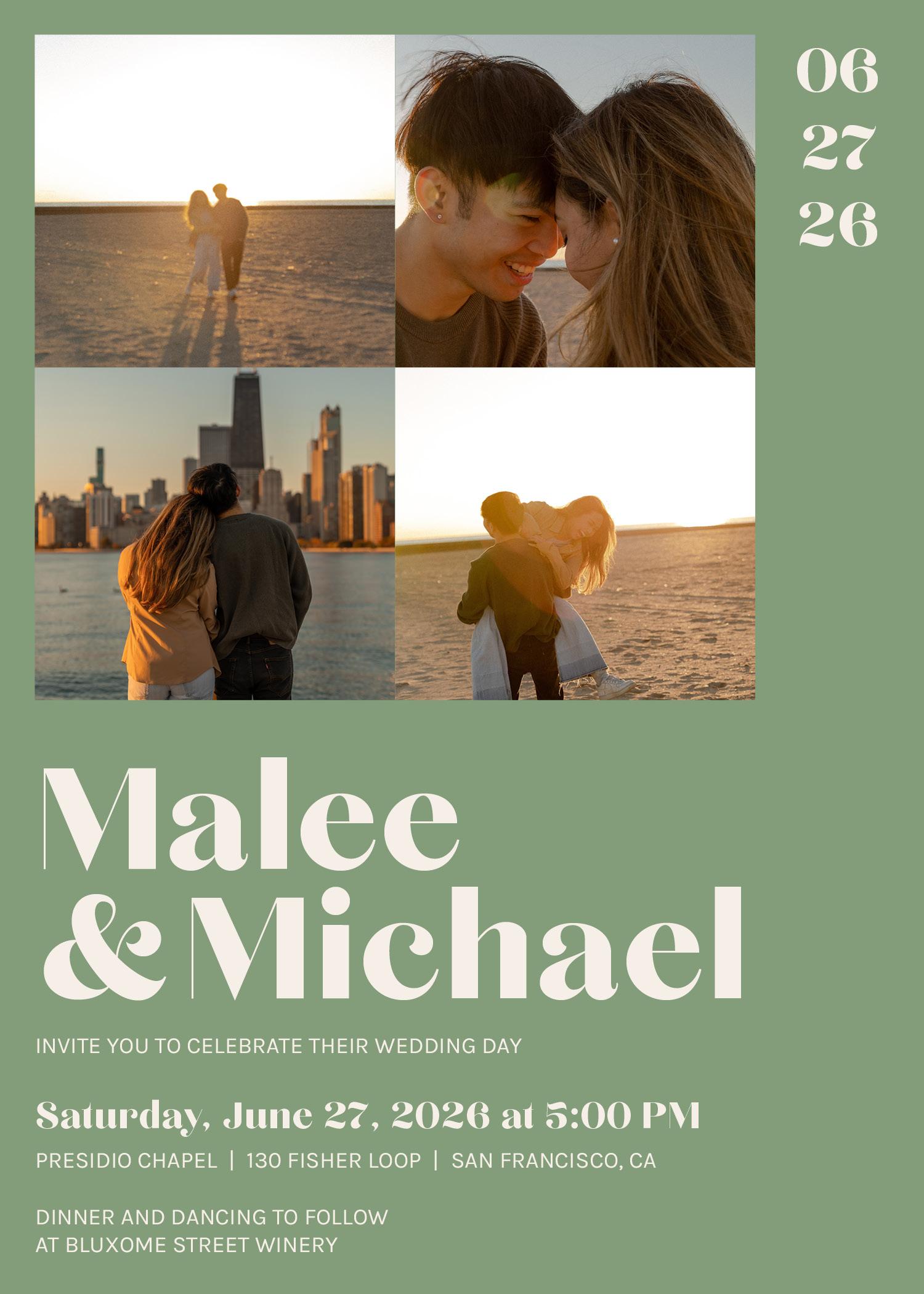 Vitale Multiphoto | White | Zola Wedding Invitations