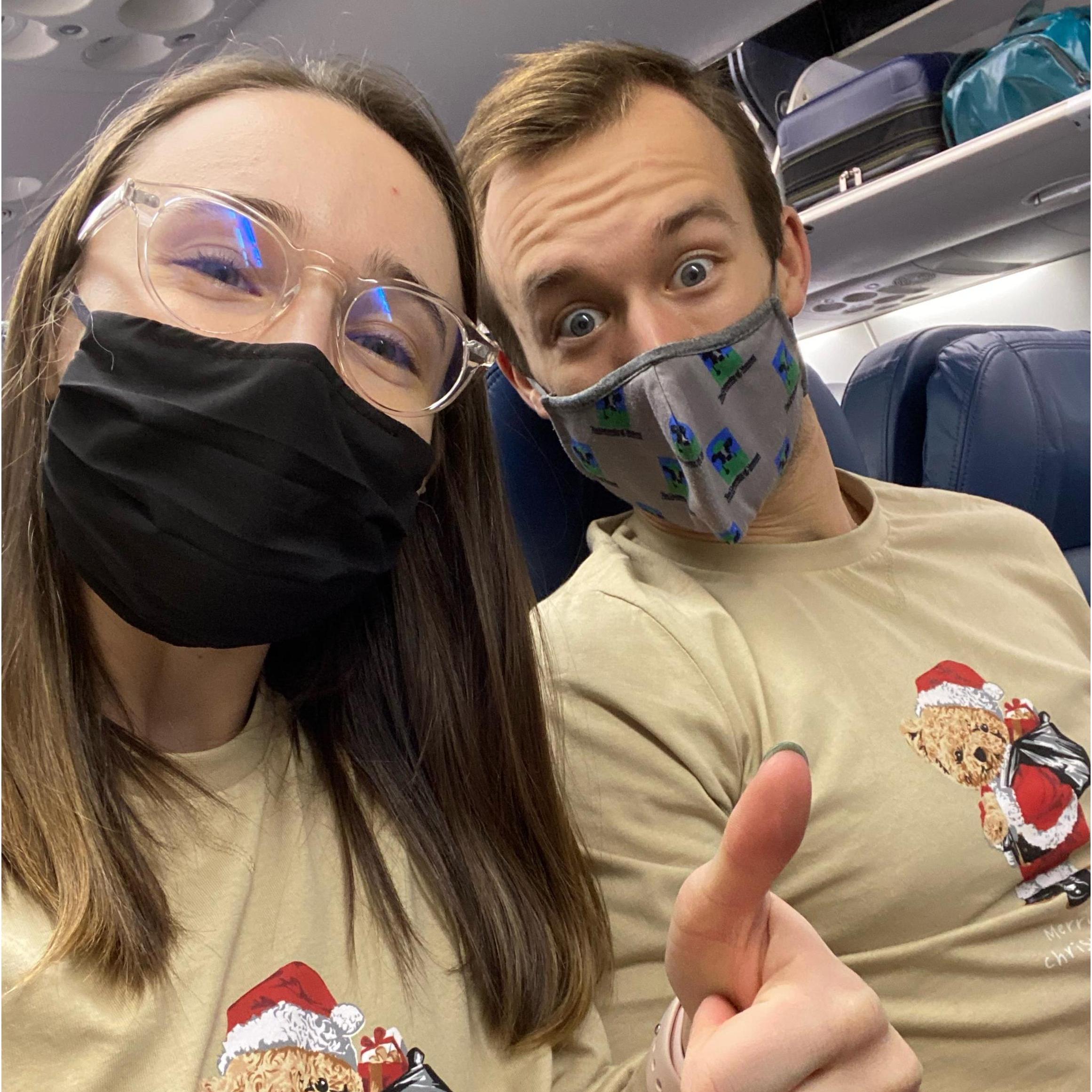 Flying home on Christmas day aboard St. Nick's airlines!