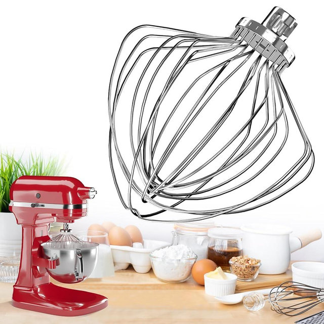 KN211WW Stainless Steel 11-Wire Whip Attachment for KitchenAid Bowl-Lift Mixer 7 Quart Bowl, Stainless Steel Whisk Replacement for Kitchen Aid Mixer, Dishwasher Safe, Egg Heavy Cream Beater.