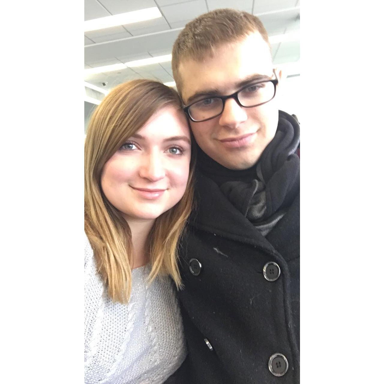 Last photo together until the wedding! He had to go back to work and she had to go back to school.