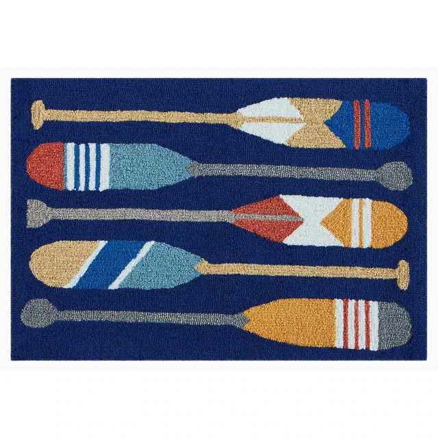 Liora Manne Frontporch Paddles Indoor/Outdoor Rug Navy 2' x 3'