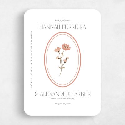 White Rounded Wedding Invitation - Marlowe Portrait