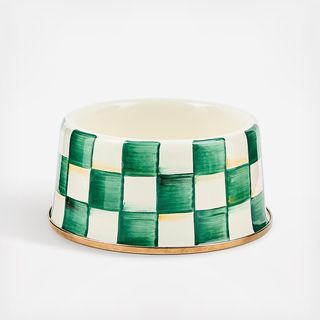 Emerald Check Stainless Steel Pet Dish