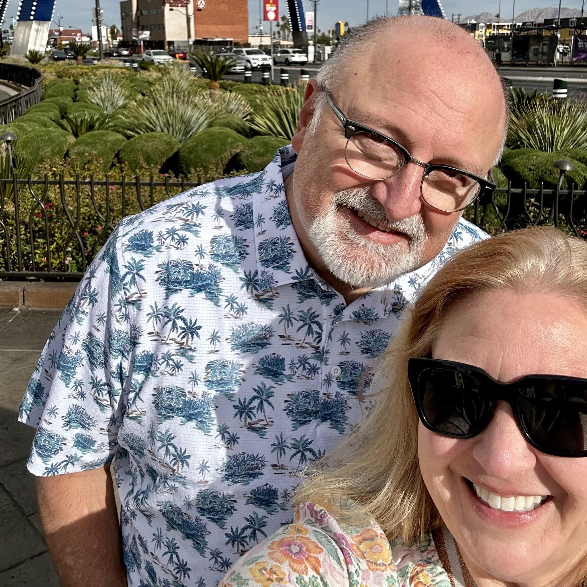 The bride and groom exploring Las Vegas