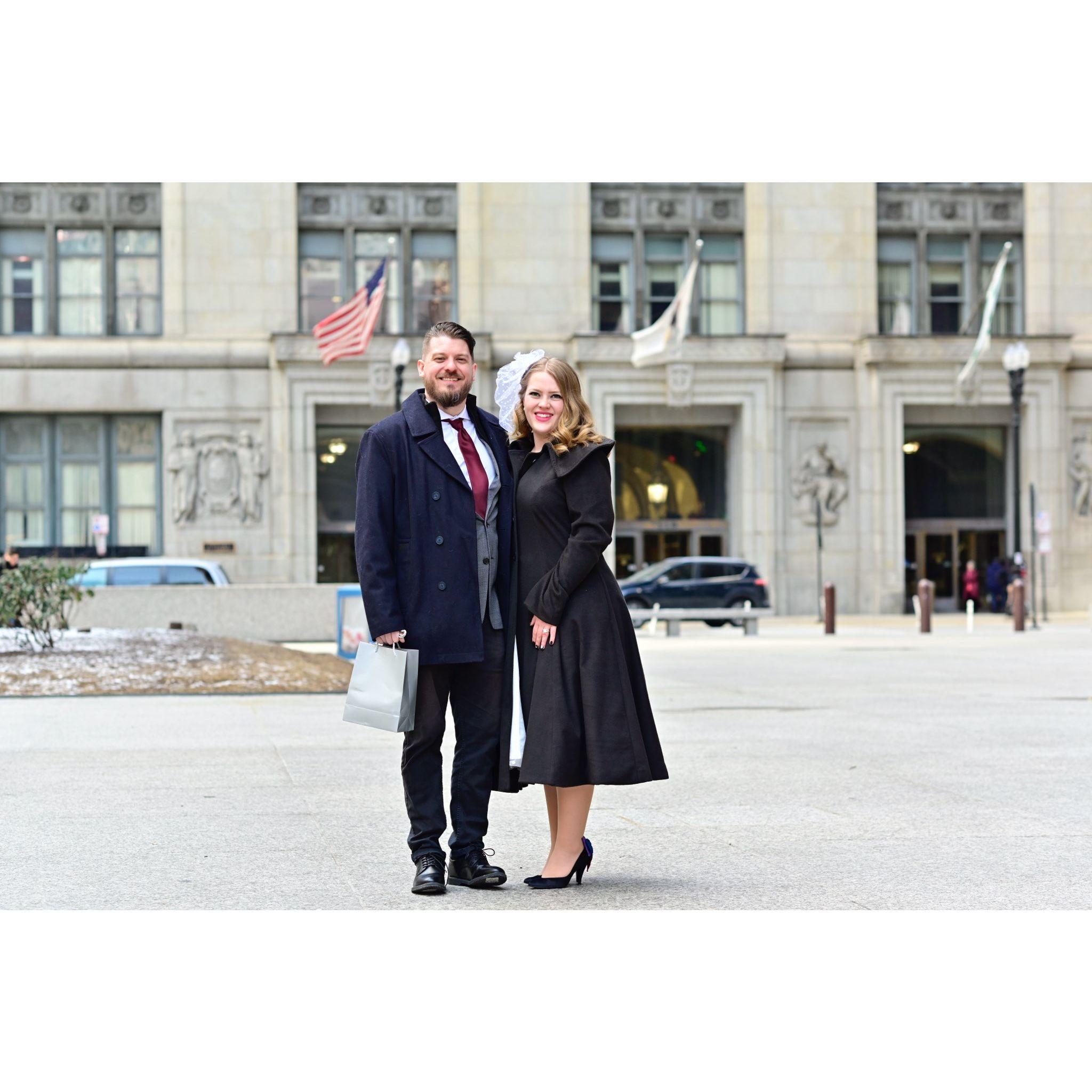Photos from our courthouse wedding day!
Downtown Chicago, 2/24/24