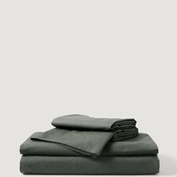 PACT Home Castor Green Organic Cool-Air Percale Sheet Set TW