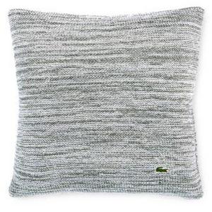 Lacoste Home Chunky Space-Dyed 18" Square Light Gray Decorative Pillow