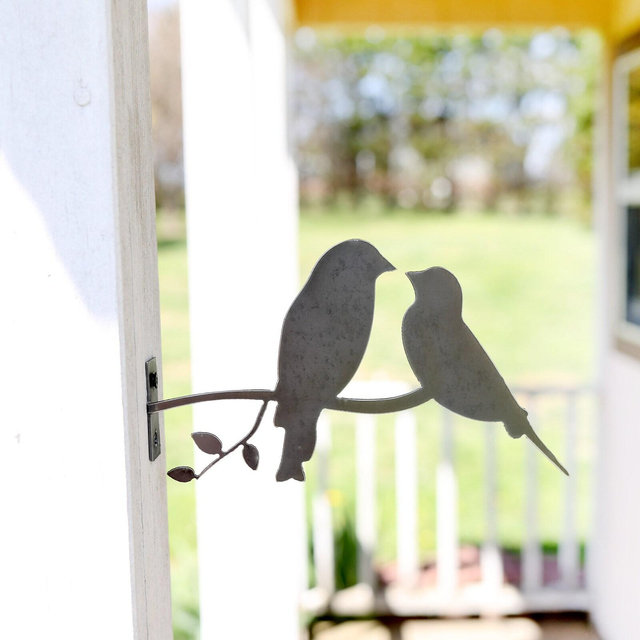 Love Birds Metal Bird Statue | bird watcher garden anniversary gift farmhouse decor garden statue bird art rustic outdoor landscape cottage