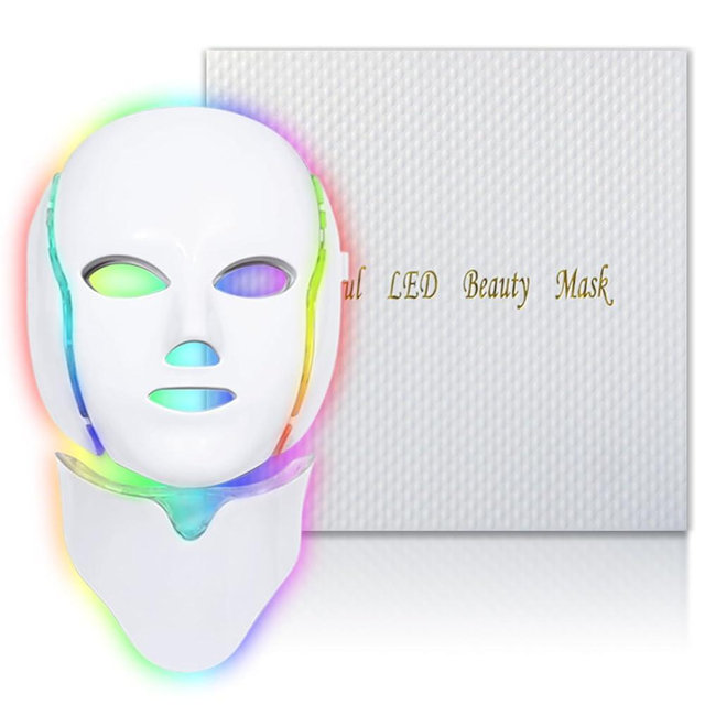 EVFOFO Red Light Therapy Mask for Face, 7 Custom Modes with 850nm Infrared & 630nm Red Light, Portable LED Face Mask Light Therapy with Timer for Home Use, White