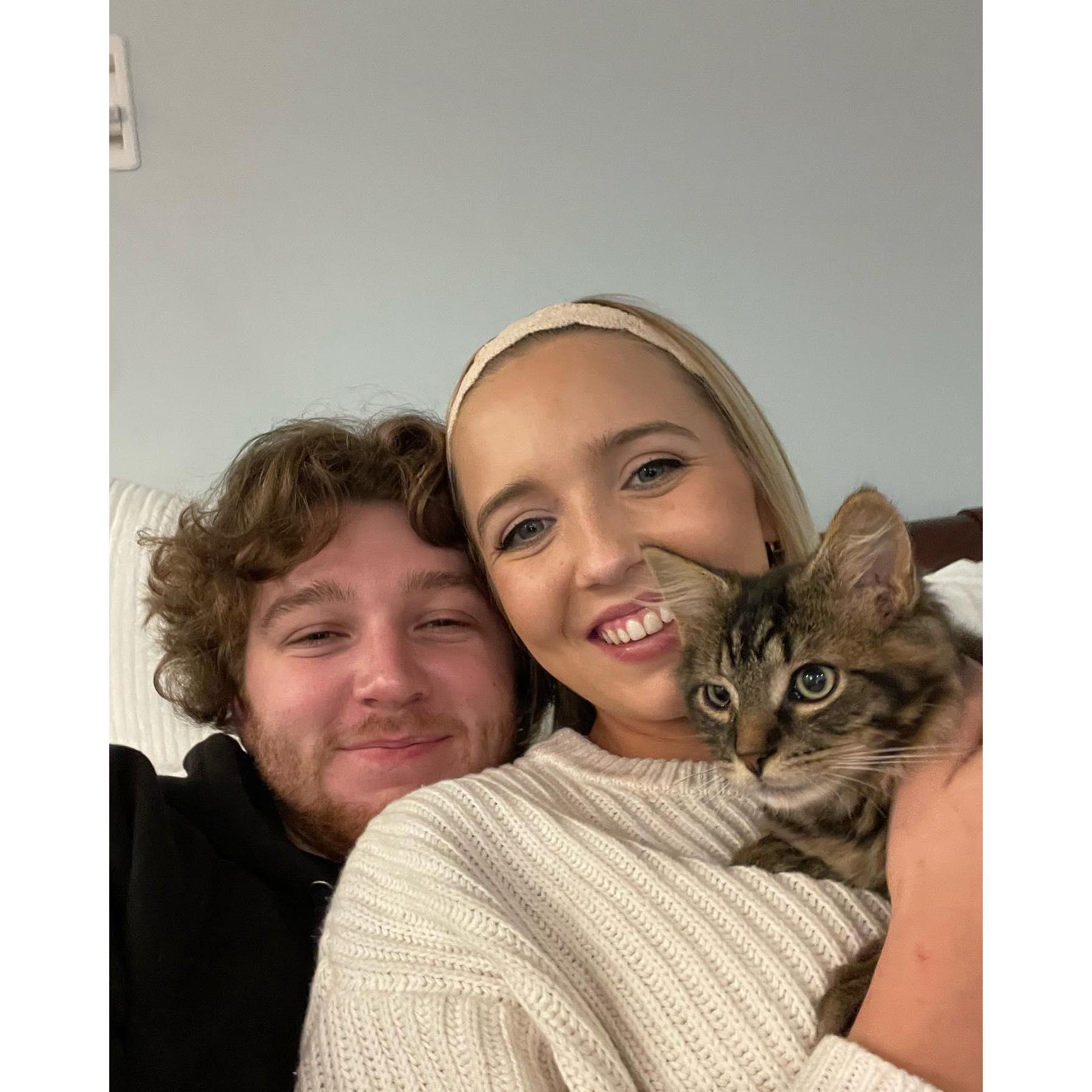 Moved in together at Penn State and adopted Henri! Now a little family of 4!