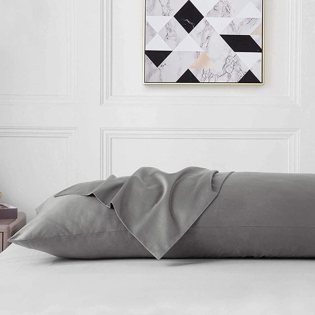 Leeden Cotton Body Pillow Cover, 800 Thread Count, Ultra Soft Breathable Silky Body Pillowcase for Adults Pregnant Women, Envelope Closure, 21"x 54" Long Pillow Case, Light Grey