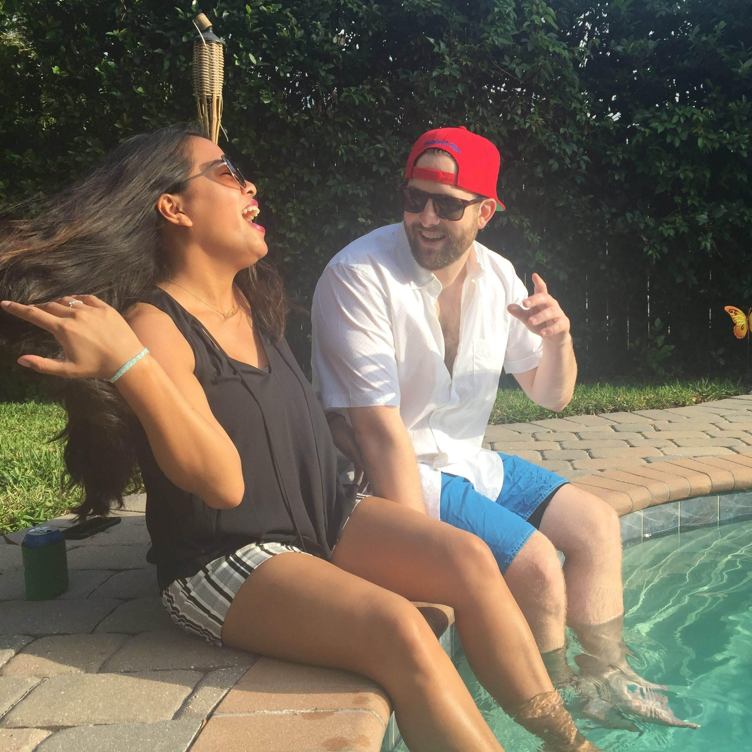 Pool party in Orlando! Also...do you see that beautiful hair flip?
