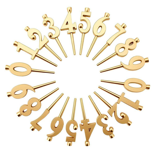 Reusable Number Birthday Candle Holder Set, Silver Metal Digital Cake Topper Decorations 0-9 Adjustable Birthday Cake Candle Stand for Party Anniversary (2, Gold)