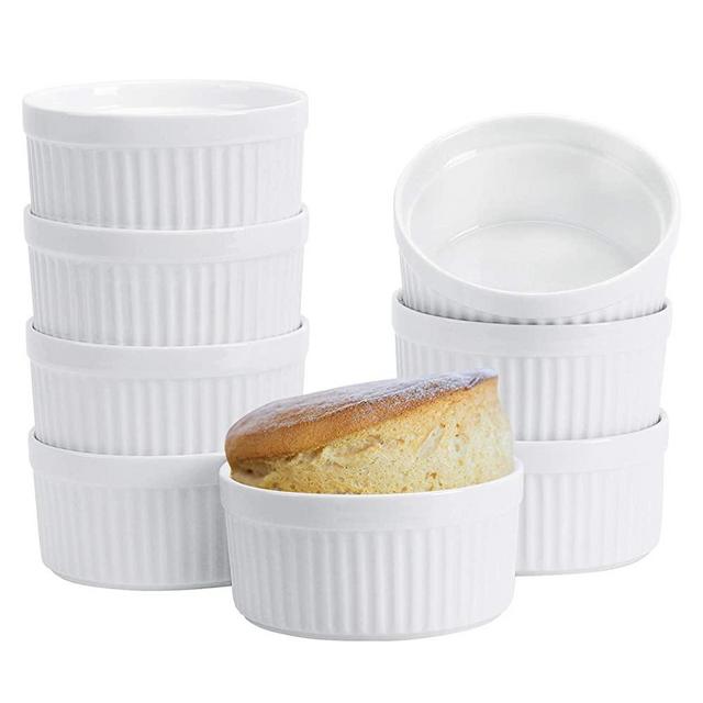8 oz Ramekins,Set of 8,Souffle Dishes,Ramekins for Creme Brulee Porcelain Ramekins Oven Safe Ramekins for Baking Custard, Lava Cakes, Pudding, Flan, Mini Desserts