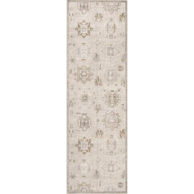 nuLOOM Krystin Distressed Machine Washable Kitchen Runner Rug - Hallway, Entryway, 2' 6" x 6', Beige