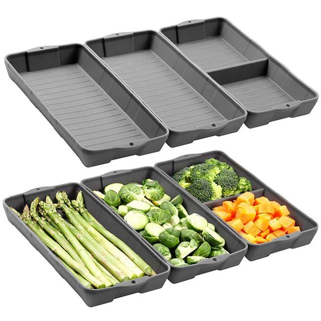 Nonstick Silicone Baking Sheet Pan, ZIP STANDINGSilicone Sheet Pan Set, Siliconebaking trays Dividers, Suitable for oven, air fryer to simplify cooking, Safe to use and easy to clean.(6 gray)