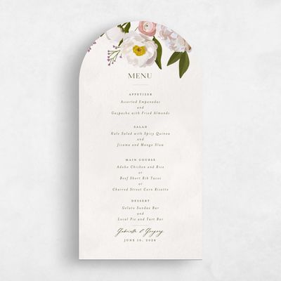 Beige Arch Wedding Menu - Verano