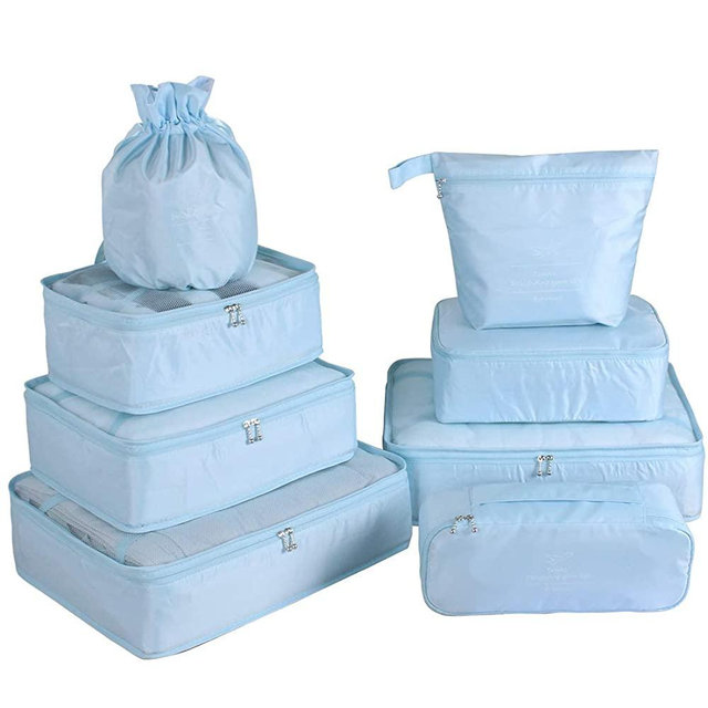 Travel Packing Cubes 8 Pcs Set, Luggage Packing Organizers with Shoe Bag and Toiletry Bag