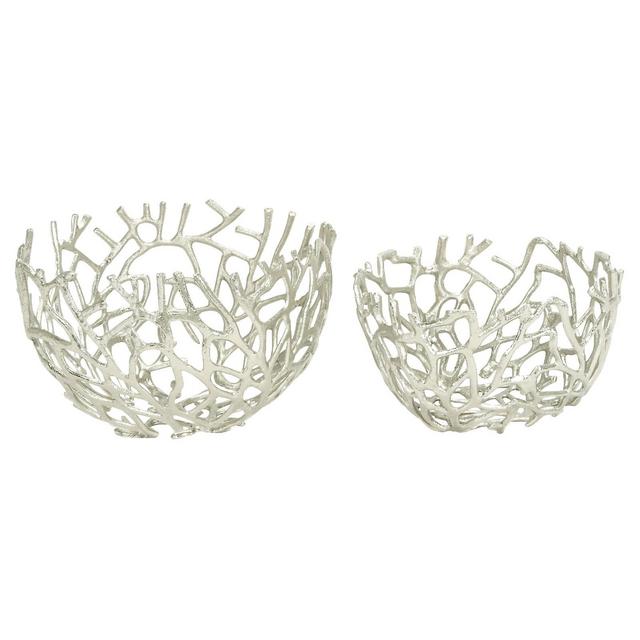 Farmhouse Iron Wire and Wood Basket Tray Set Silver 2pk - Olivia & May